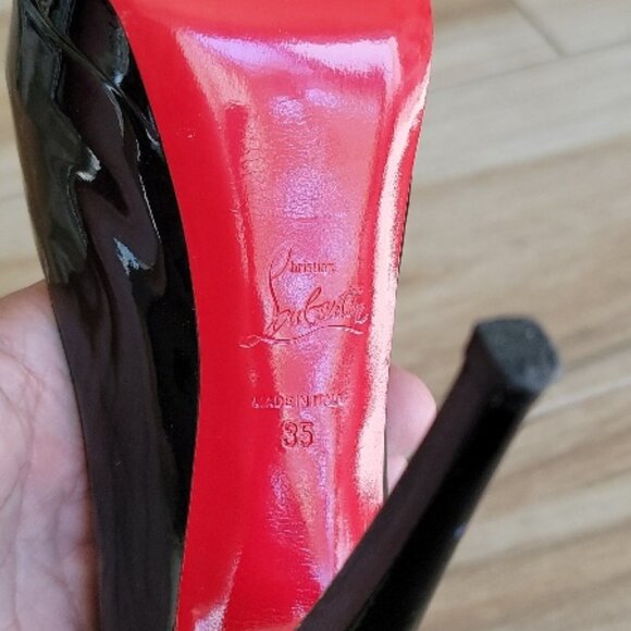 Christian Louboutin 150 Lady Peep Black Patent Leather Shoe Eur.35 - Picture 14 of 16
